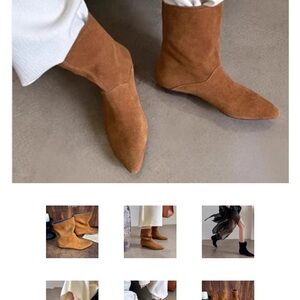 Tan Ankle Booties with Suede Finish
